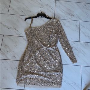 Rose Gold Sequin Adrianna Papell Dress
